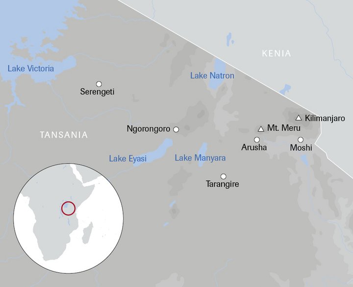Karte der Safaris in Tansania
