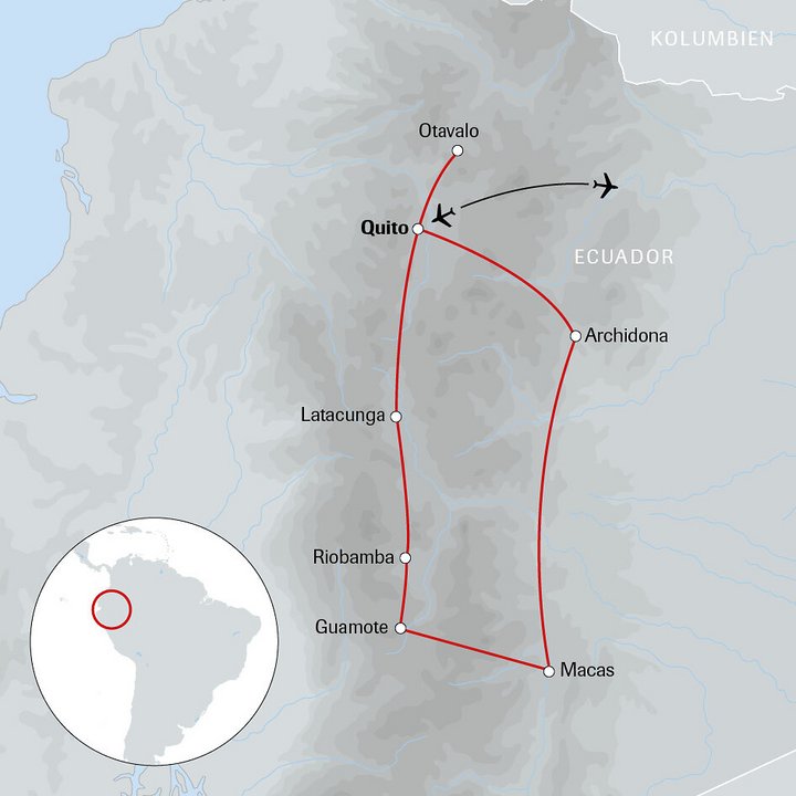 Karte Reise Kulturen am Äquator