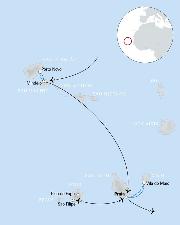Karte Kapverden Inselhüpfen