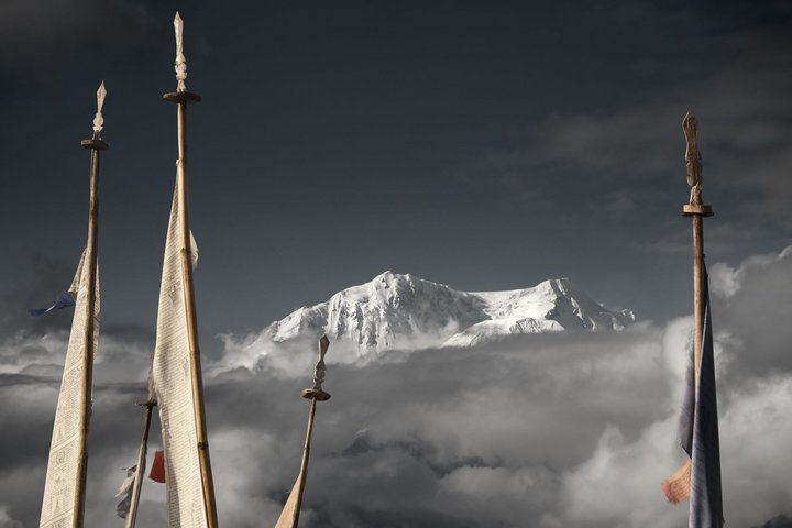Blick auf den schneebedeckten Kangchenjunga von Pelling