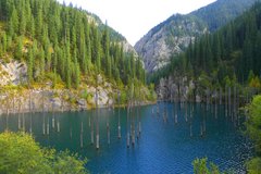Die Baumskelette im Kaindy-See
