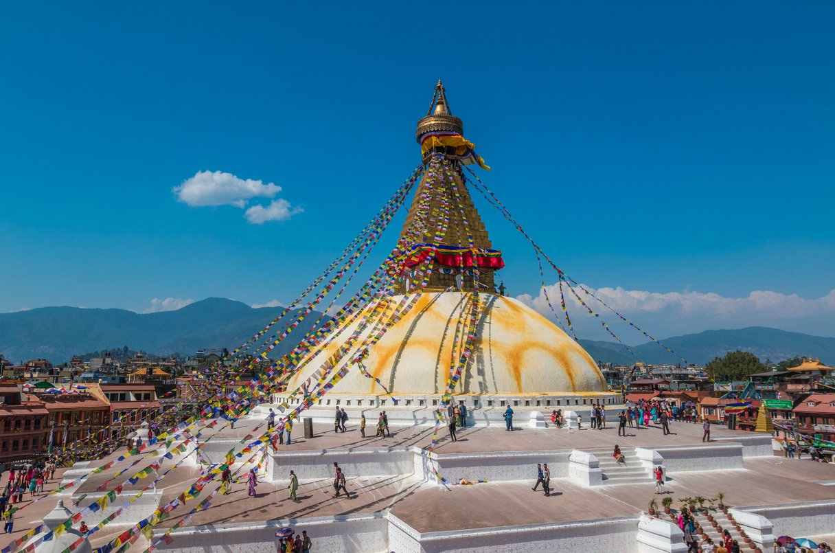 Blick auf den Boudhanath Stupa in Kathmandu Blick auf den Boudhanath Stupa in Kathmandu