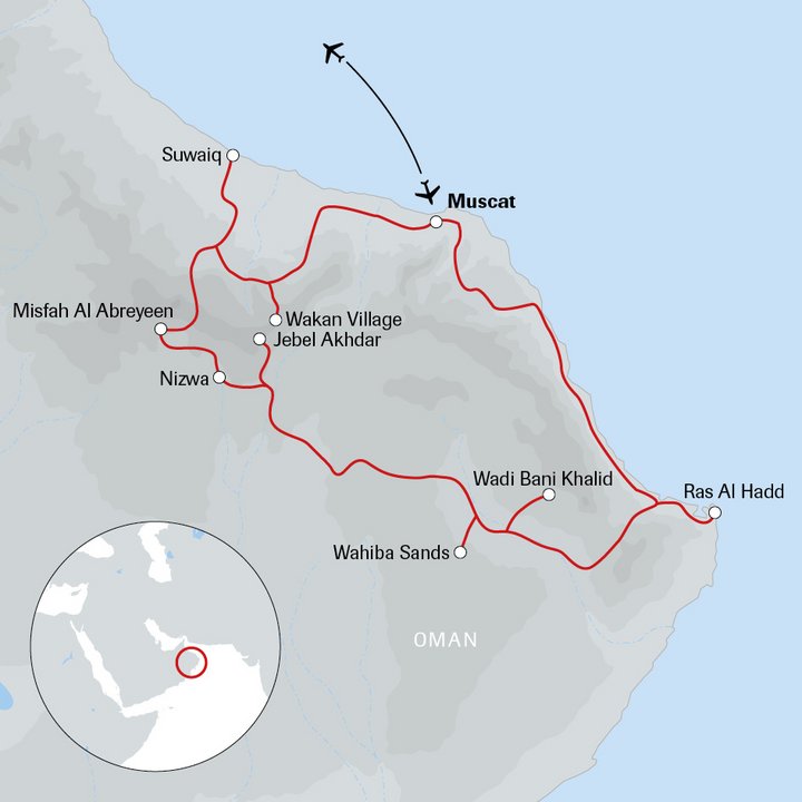 Karte Oman Familienreise