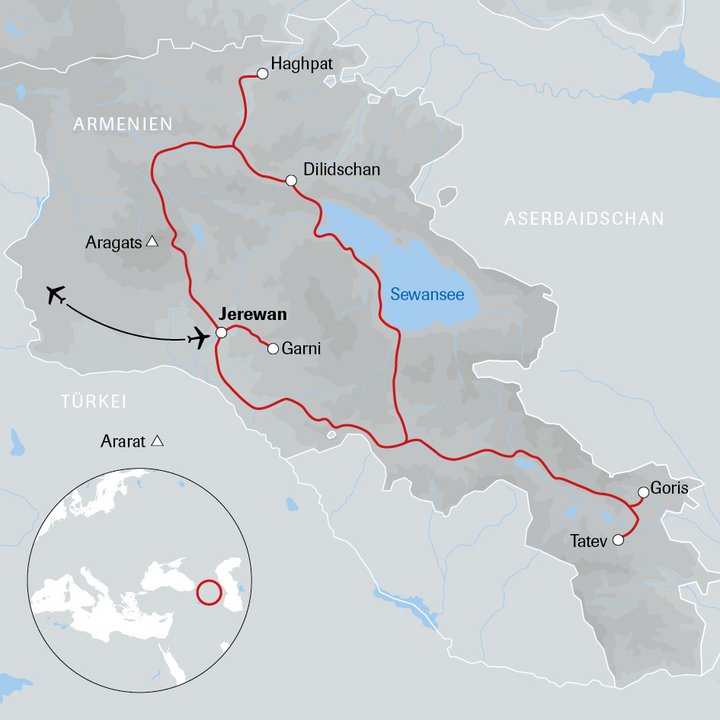 Karte Individualreise Armenien