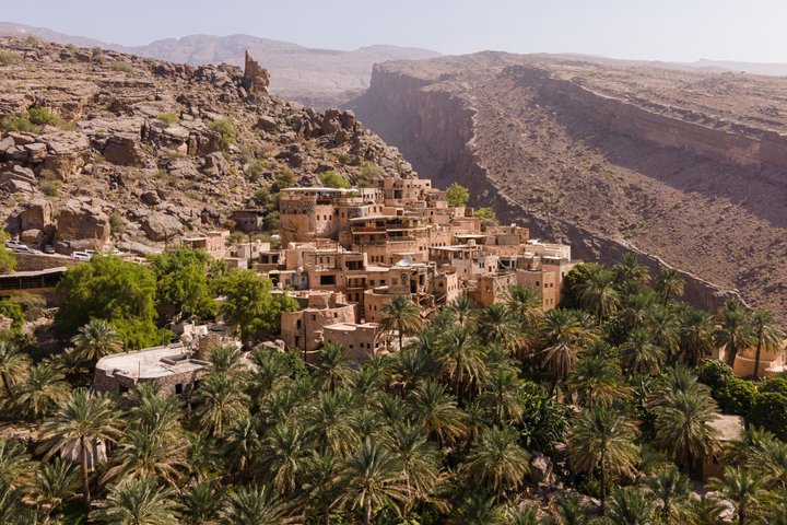 Aussicht auf Dorf Misfat al abriyeen in Oman