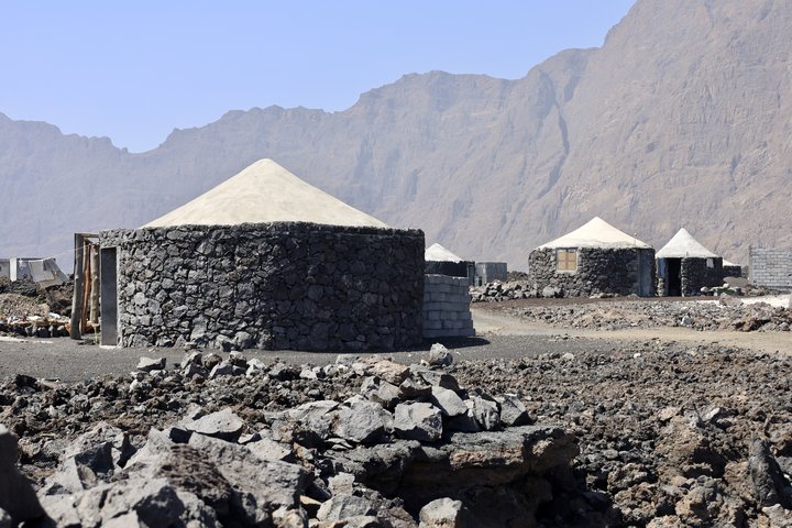 Lava Stein Häuser in Fogo