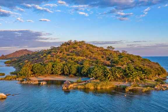 Luftaufnahme der Blue Zebra Island Lodge 