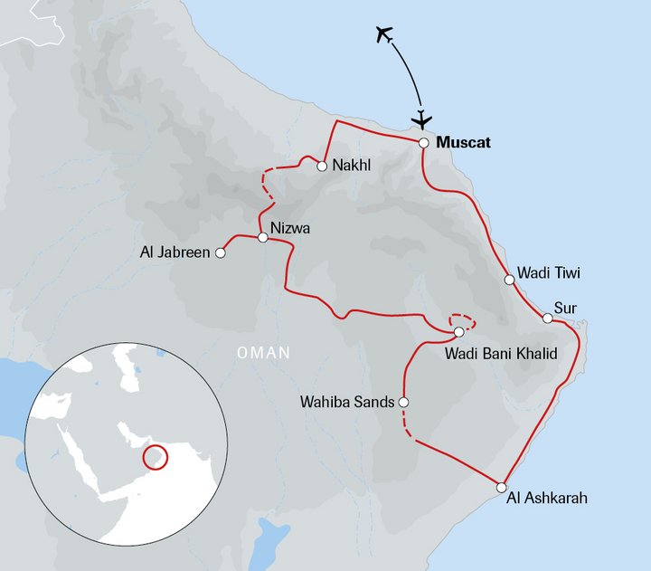 Karte Oman - Orientalisches Flair im Reich des Sultans