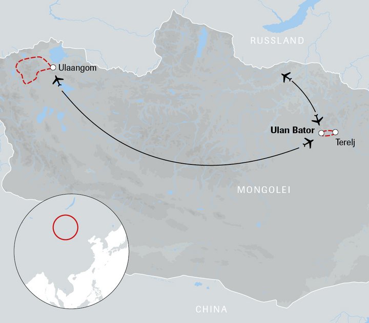 Karte Mongolei - Kharkhira-Trekking