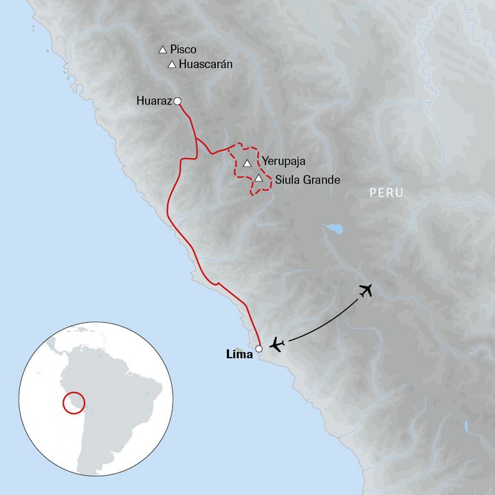 Karte der Reise Peru - Cordillera Huayhuash