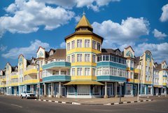 Farbige Kolonialhäuser in Swakopmund