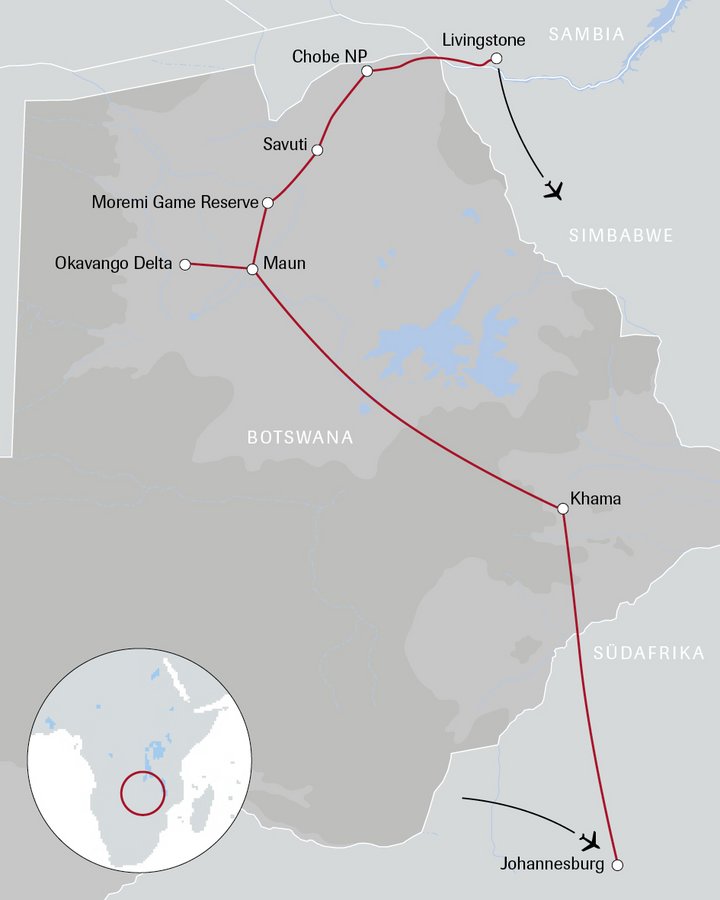 Karte der Reise Afrikas bestgehütetes Geheimnis Camping Safari