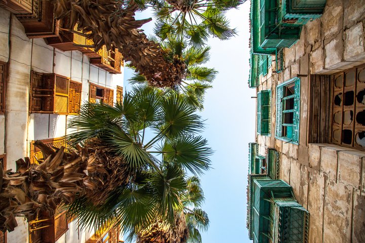 Bunte Balkone in der Altstadt von Jeddah