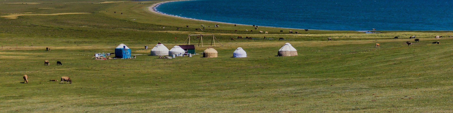 Jurtensiedlung am See Son Köl in Kirgistan