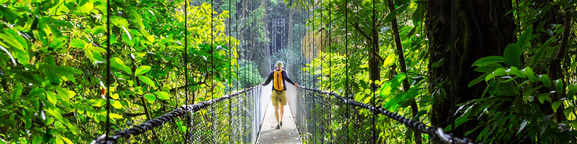Reisender auf einer Hängebrücke in Costa Rica