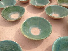 Grüne Keramik Schalen in Yazd