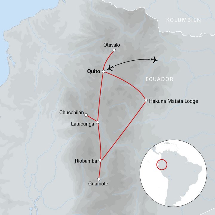 Karte der Reise Ecuador - Kulturen am Äquator