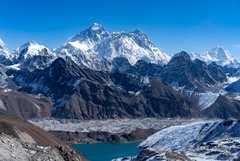Blick auf die Himalaya Achttausender vom Renjo La Pass in Nepal
