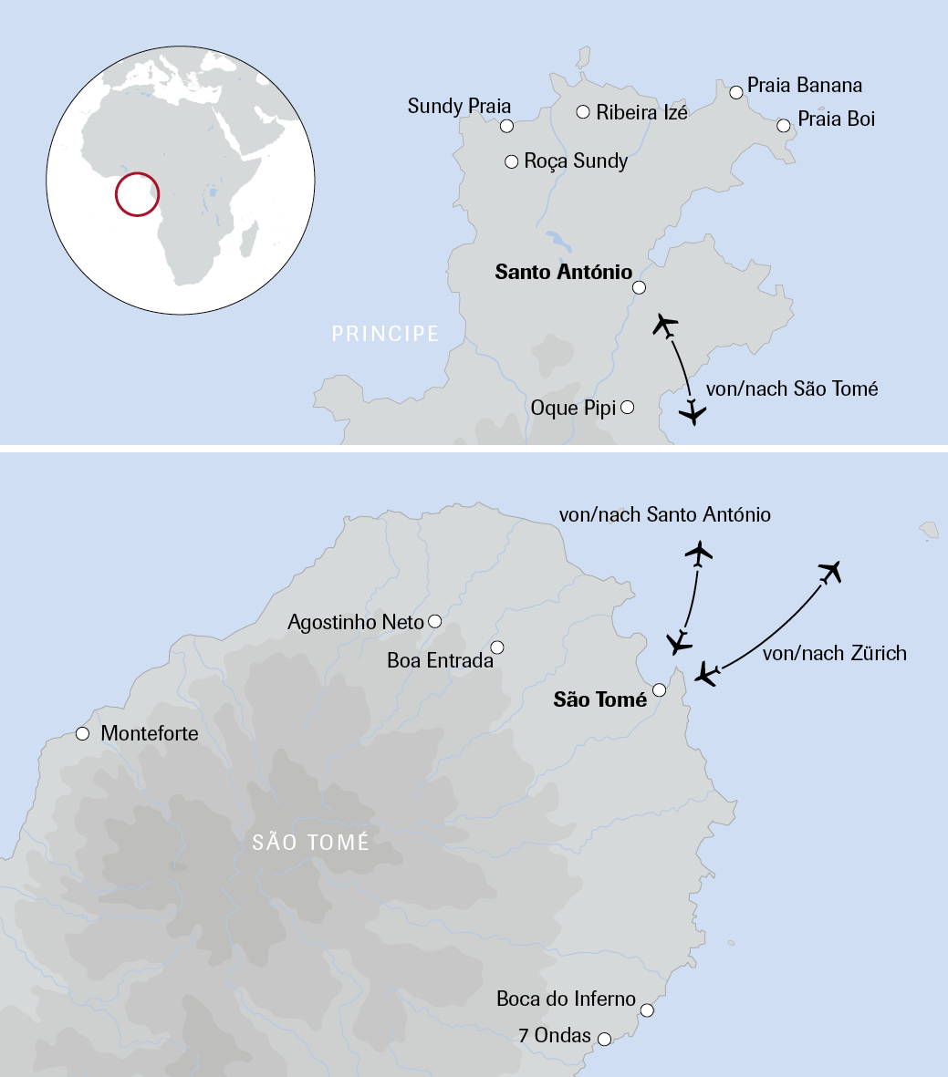 Karte der Reise São Tomé und Príncipe